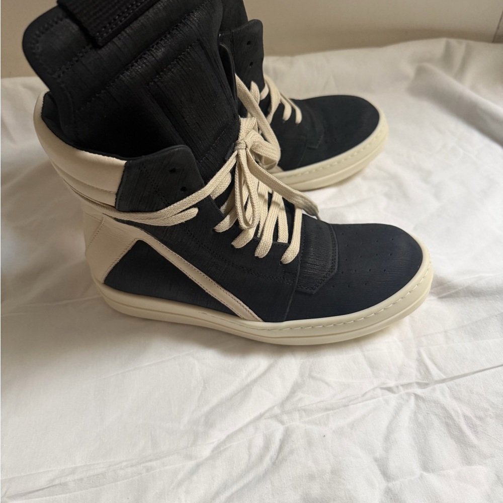 Rick Owens Black and Cream Athletic Shoes